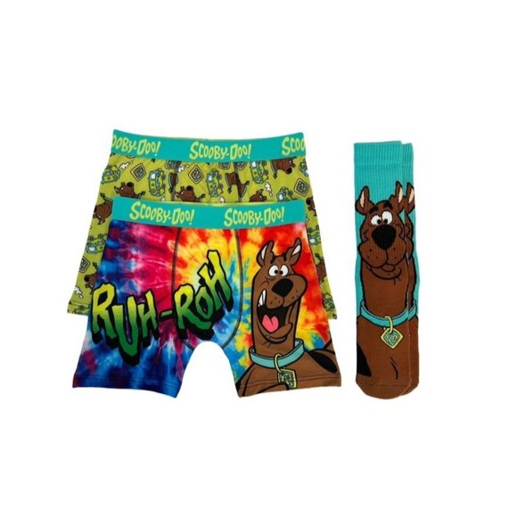 New Scooby Doo Mens Boxer Brief  Crew Sock Set Size Large Ruh Roh 3Pc Mystry Mac - Picture 2 of 6
